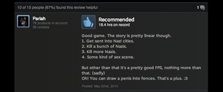 Illustration for article titled Wolfenstein, As Told By Steam Reviews